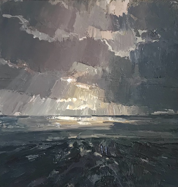 Lot 13  Neil Pinkett	'Atlantic cloud and sun'	oil on canvas	440x330mm reserve 	&pound;400 @neilpinkett