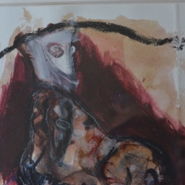 Kate Walters, Spirit recognises her Horse, Mixed media on paper, framed, 19x18cm (work only) detail