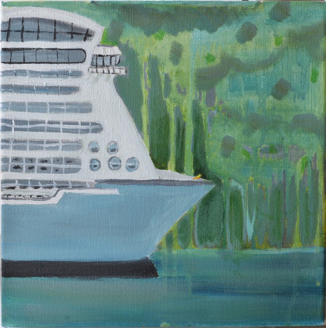 Lot 40 Natalia Hamon		where the voyage takes her'	Acrylic on canvas	10x10cm	  reserve &pound;40 @natalia.hamon
