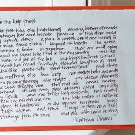 Katrina Naomi, In the kelp forest, Hand written poem on paper mounted on board, 22.5x31cm.JPG